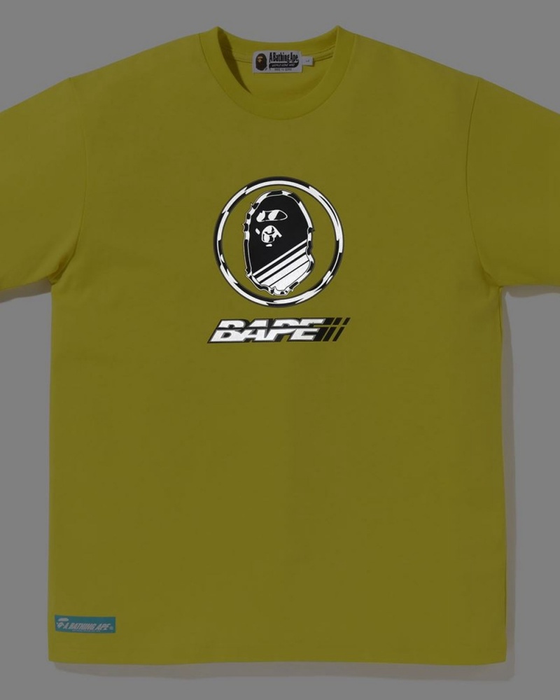 T Shirts Bape Logo Jaune Homme | HQR-88464073